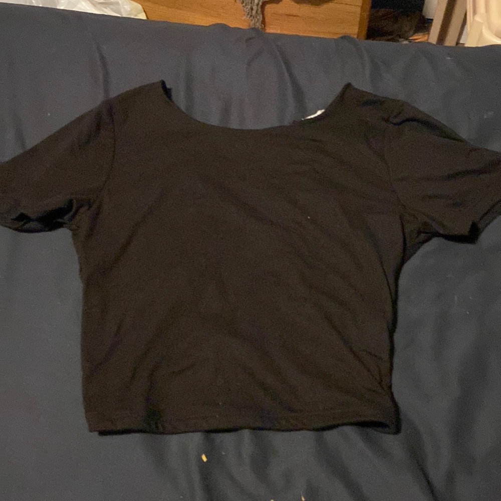 Black crop top sexy string pattern on back